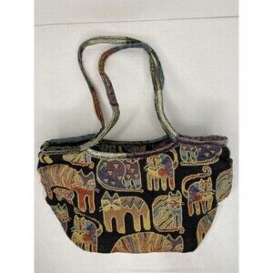 Vintage Laurel Burch All Over Cat Tapestry Purse Shoulder Handbag
